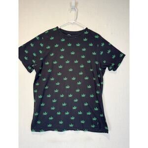 Eighty Eight Brand Cannabis Weed T- Shirt All Over Print Mens‎ XL Black Green